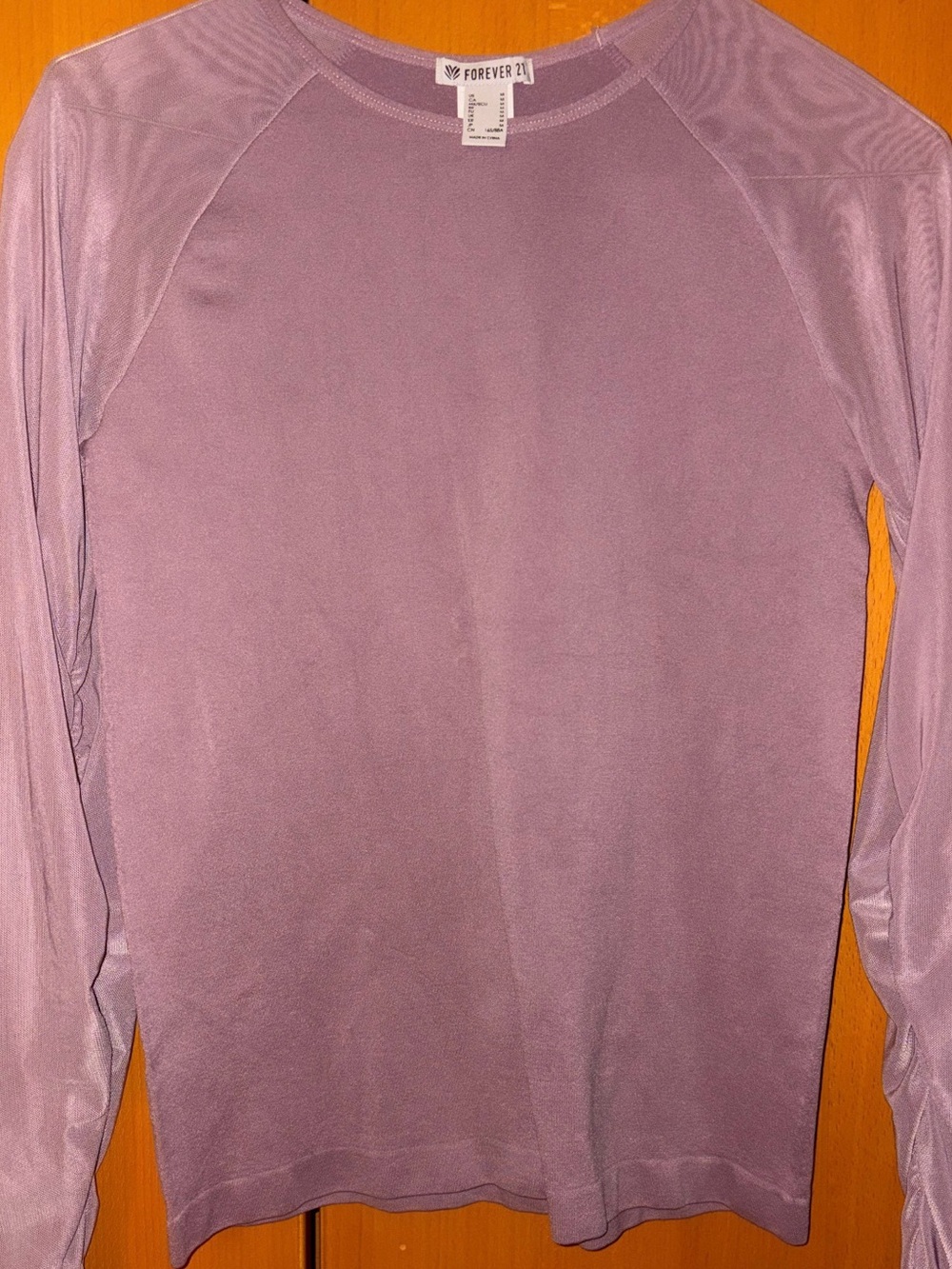 Forever 21 Lavender Crew Neck Long Sleeve Top